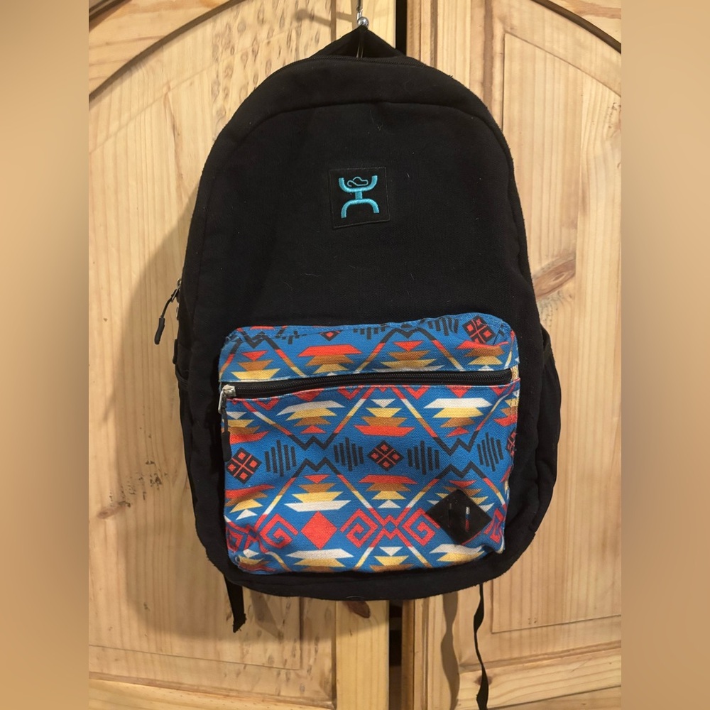 Hooey Black Backpack with Vibrant Pattern